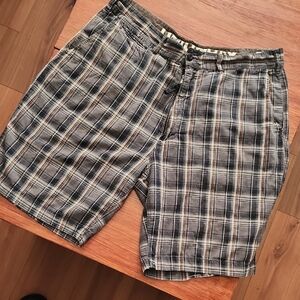 Men's Plaid Shorts - Black and Gray